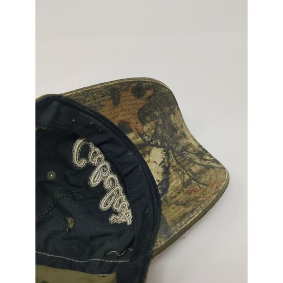 Cabelas Camo Slideback Hat OSFM Thick Embroidered Logo Cap Green Brown - Picture 9 of 11